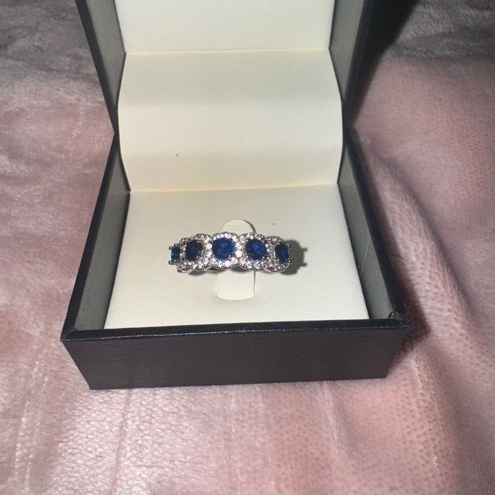 Silver and Blue Gemstone Ring